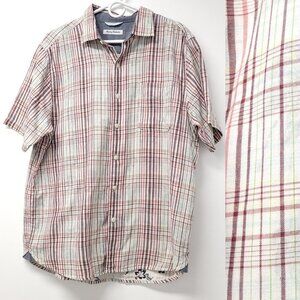 Tommy Bahama Mens Short Sleeve Button Down Shirt Size L Plaid Multicolor
